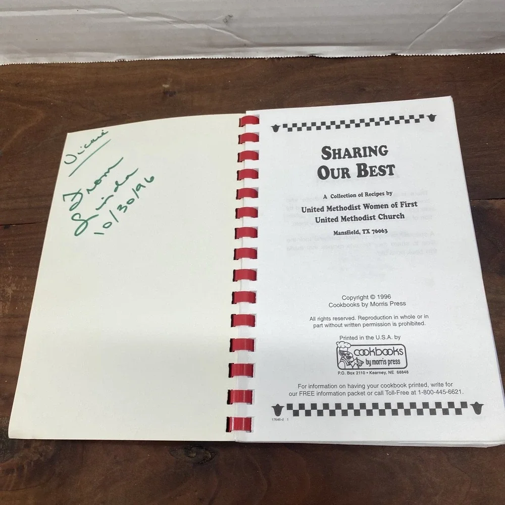 Sharing Our Best United Methodist Women 1996 Community Cookbook Mansfield Texas